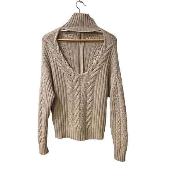 Naadam Womens Sweater Size M Wool  Cashmere Open Back Turtleneck Half-Zip - Picture 3 of 10